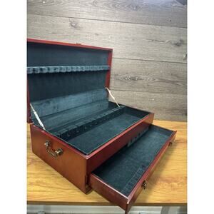 Wallace Silversmiths Wooden Flatware Chest Box – 2 Tier with Drawer 19x11.5”